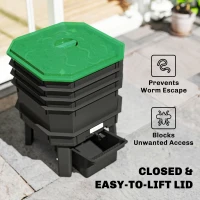Outsunny 4-Tray Worm Composter Bin, 28L Worm Composter for Outdoor & Indoor Recycling Food Waste, Dark Green(m-5)