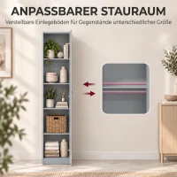 HOMCOM Küchenschrank, 5-Ebenen-Aufbewahrungsschrank, verstellbare Regale, für Wohnzimmer, Küche, Vorratskammer, Holz, Grau(m-6)