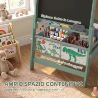 AIYAPLAY Lavagna per Bambini 3 in 1 a Doppia Facciata con Cavalletto, Rotolo di Carta, 2 Contenitori, 3-8 Anni, Verde(m-5)