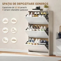 HOMCOM Dulap pentru Pantofi Economizor de Spațiu 3 Sertare Culoare Lemn E Alb(m-4)