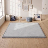 AIYAPLAY Alfombra Infantil, 180x150 cm, Colchoneta de Espuma 3 cm, Franela Suave, Antideslizante, Resistente al Agua, Gris Claro(m-8)