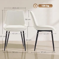 HOMCOM Set 2 Scaune de Dining din Catifea pentru Bucătărie, Alb Crem(m-3)