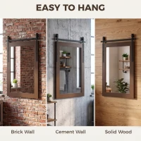 HOMCOM 86.5 x 61 cm Rectangle Mirror, Farmhouse Wall Mirror for Living Room, Bedroom, Hallway, Dark Brown(m-7)