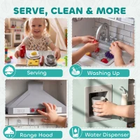 AIYAPLAY Cucina Giocattolo per Bambini in Legno con Luci, Suoni, Accessori, Frigo, Forno, Macchina Caffè, Verde Chiaro(m-4)