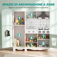 AIYAPLAY Cucina Giocattolo per Bambini in Legno con Luci, Suoni, Accessori, Frigo, Forno, Macchina Caffè, Verde Chiaro(m-6)