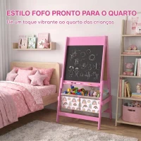 AIYAPLAY Cavalete Infantil 3 em 1 com Quadro de Giz, Quadro Branco, Rolo de Papel e Arrumação, Rosa, 3-8 Anos(m-7)