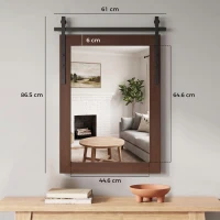 HOMCOM 86.5 x 61 cm Rectangle Mirror, Farmhouse Wall Mirror for Living Room, Bedroom, Hallway, Dark Brown(m-3)