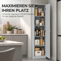 HOMCOM Keukenkast met 5 niveaus, opbergkast met verstelbare planken, voor woonkamer, keuken en voorraadkast, hout, grijs(m-4)