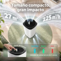 HOMCOM Purificador de Airecon Filtro HEPA hasta 27 m² Modo Sueño/Auto Control App y Voz Silencioso Temporizador Blanco(m-4)