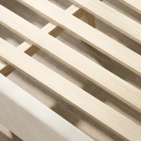 HOMCOM Cadre de Lit 140 x 190 cm avec Tête Réglable, Lit Double Rembourré en Velours, Sommier à 12 Lattes en Bois, Crème(m-12)