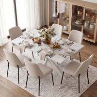 HOMCOM Extendable Dining Table Steel Cross Legs Steel Rails Space Saving White(m-9)