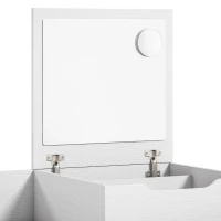 HOMCOM Kaptafel met spiegel en kruk, opklapbare spiegel, make-uptafel met lades, wit(m-10)
