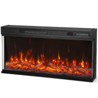HOMCOM 40" Electric Fireplace Insert, 3-Sided Freestanding/Wall Recessed Electric Fire Heater with Adjustable Flame, 1800W(m-1)