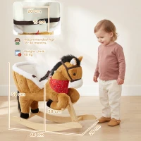 AIYAPLAY Rocking Horse Toy for Toddlers, Plush Ride on Horse with Seat Belt, Lifelike Neigh, Pretend Play Toy for 18-36 M, Brown(m-3)