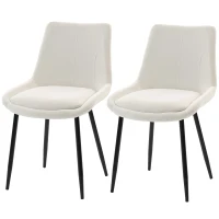HOMCOM Set 2 Scaune de Dining din Catifea pentru Bucătărie, Alb Crem(m-12)