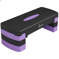 SPORTNOW Stepper Fitness Aérobic 3 Niveaux, Hauteur Réglable 10/15/20 cm avec Rehausses Surface Antidérapante 68x29x20cm Violet(m-16)