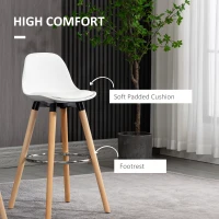 HOMCOM 2-Piece Bar Stool Set Scandinavian Design, Footrest, 43 cm x 43 cm x 91 cm, Natural + White(m-5)