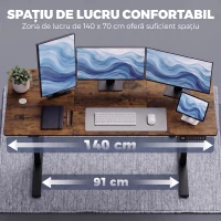 HOMCOM Birou standing electric reglabil, maro rustic(m-6)