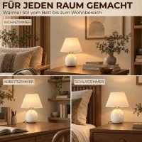 HOMCOM Tafellamp, vintage nachtlamp met keramische voet, linnen kap en E27-fitting(m-7)