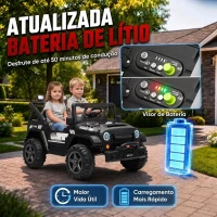 AIYAPLAY UTV Elétrico Infantil 24 V de 2 Lugares com Comando à Distância, Suspensão Traseira, Música e Luzes, Preto, +3 Anos(m-5)