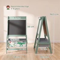 AIYAPLAY Lavagna per Bambini 3 in 1 a Doppia Facciata con Cavalletto, Rotolo di Carta, 2 Contenitori, 3-8 Anni, Verde(m-3)