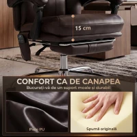 HOMCOM Scaun de Birou cu Masaj, Căldură, 6 Vibrații, Spătar Înalt Reclinabil, Maro(m-5)