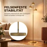 HOMCOM Stehlampe 350° verstellbar für Wohnzimmer und Büro Stehleuchte mit 3 Schirmen aus Stahl Gold(m-7)