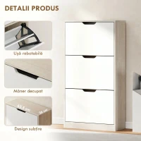 HOMCOM Dulap pentru Pantofi Economizor de Spațiu 3 Sertare Culoare Lemn E Alb(m-6)