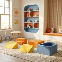 AIYAPLAY Parcours Motricité Bébé 5PCS, Module Motricité Bébé en Mousse, Piscine à Balles, Housse en Velours Lavable, Multicolore(m-10)