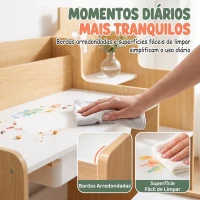 AIYAPLAY Secretária Infantil com Cadeira, Cesto de Tecido, Gaveta, 2 Compartimentos e Estantes, para Estudar e Desenhar, 3-8 Anos, Natural(m-7)