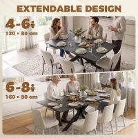 HOMCOM Extendable Dining Table Steel Cross Legs Steel Rails Space Saving Black(m-4)
