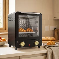 HOMCOM Mini Oven, 15 L Electric Oven and Grill w/ 60-230℃ Adjustable Temperature, 60 Minute Timer, Includes Baking Tray, Black(m-14)