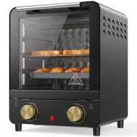 HOMCOM Mini Oven, 15 L Electric Oven and Grill w/ 60-230℃ Adjustable Temperature, 60 Minute Timer, Includes Baking Tray, Black(m-15)