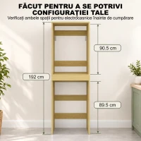 HOMCOM Dulap Compact pentru Mașină de Spălat și Uscător cu Suport Extractibil pentru Umerașe, Stejar(m-7)
