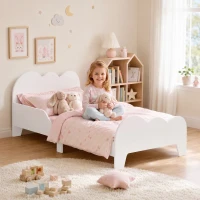 AIYAPLAY Cloud-Themed Toddler Bed Frame with Safety Rails, 143.5 x 74.5 x 56cm(m-14)