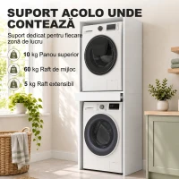 HOMCOM Dulap Compact pentru Mașină de Spălat și Uscător cu Suport Extensibil pentru Haine, Alb(m-6)