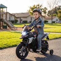 AIYAPLAY Moto Elétrica Infantil BMW G310 GS 12 V com Licença Oficial, 2 Rodas Auxiliares, Arranque Suave, 3-6 km/h, Preto(m-6)