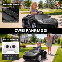 AIYAPLAY Porsche 12V elektrische kinderauto met lithiumaccu, afstandsbediening, 2 motoren, zachte start en achterwielvering(m-6)