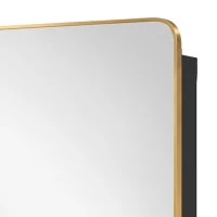 HOMCOM 50.8 x 11.6 x 71 cm Bathroom Mirror Cabinet, Wall Cabinet with Adjustable Shelves, Wall-Mounted or Recessed, Gold Tone(m-12)