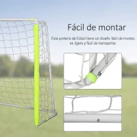 HOMCOM Portería de Fútbol con Soporte de Metal y Red para Entrenamiento de Fútbol en Jardín Aire Libre 186x62x123 cm Amarillo(m-4)