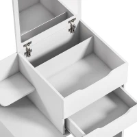 HOMCOM Kaptafel met spiegel en kruk, opklapbare spiegel, make-uptafel met lades, wit(m-13)