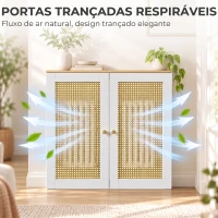 HOMCOM Cobre-radiador com 2 Portas em Rotim para Sala e Quarto 78x19x75 cm Branco(m-4)