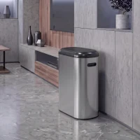 HOMCOM Automatischer Mülleimer Küche mit Infrarot-Bewegungssensor, Sensor Mülleimer 50L in Silber(m-9)
