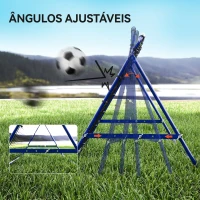 HOMCOM Rede de Ressalto para Futebol em Metal com Ângulo Ajustável e 20 Cordas Elásticas 96x80x96 cm Azul(m-5)