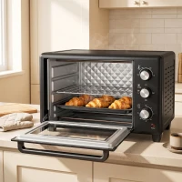 HOMCOM 30 L Mini Oven, Countertop Electric Cooker & Grill for Roasting, Baking, Grilling with Adjustable Temperature, Black(m-8)