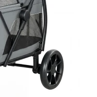 PawHut Dog Stroller, 3 Wheels Pet Stroller with Dual Entry, Easy One-Click Quick Fold, Mesh Windows, Washable Cushion(m-12)