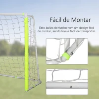 HOMCOM Baliza de Futebol com Estrutura Metálica e Rede para Treino no Jardim ao Ar Livre 186x62x123 cm Amarelo(m-4)