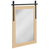 HOMCOM 110 x 66 cm Rectangle Mirror, Farmhouse Wall Mirror for Living Room, Bedroom, Hallway, White Oak(m-1)