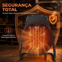 Outsunny Aquecedor Elétrico Cerâmico PTC 5000W com Termóstato Ajustável 3 Modos e Ângulo Ajustável Portátil para 48 m² Laranja(m-8)