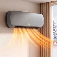 HOMCOM 2000W Ceramic Heater, Wall Mounted Space Heater with 3 Heat Settings, Adjustable Thermostat, Remote Control, Grey(m-14)
